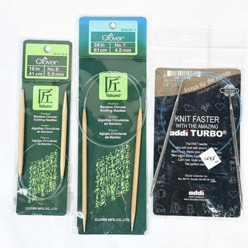 Clover Takumi Bamboo & Addi Turbo Circular Knitting Needles Sizes 6 7 8 Lot